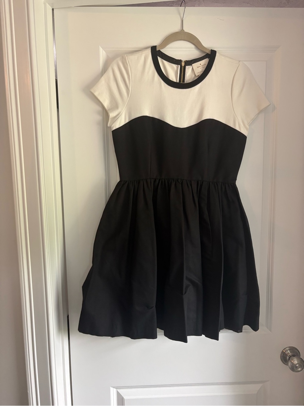 kate spade Black and White Short Sleeve Fit-and-Flare Dress